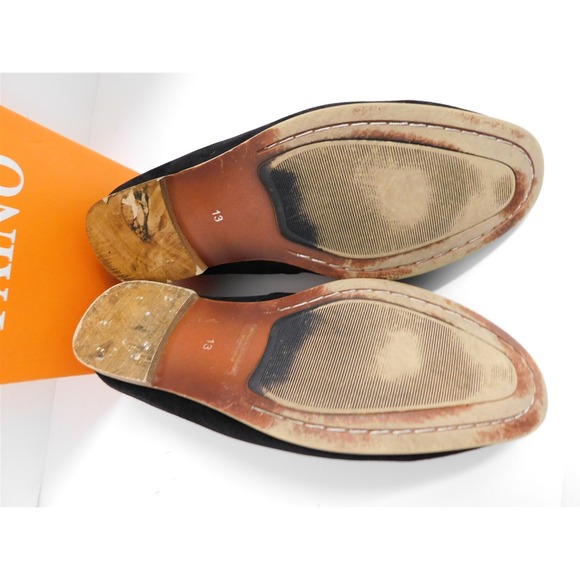 Tayno Caprio‎ Black Suede Gold Bit Slip on Loafers sz 13 main image 7